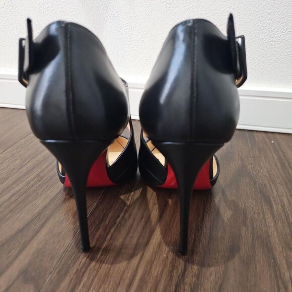 Christian Louboutin Sharpeta D'Orsay Black Leather Pumps - Picture 13 of 16